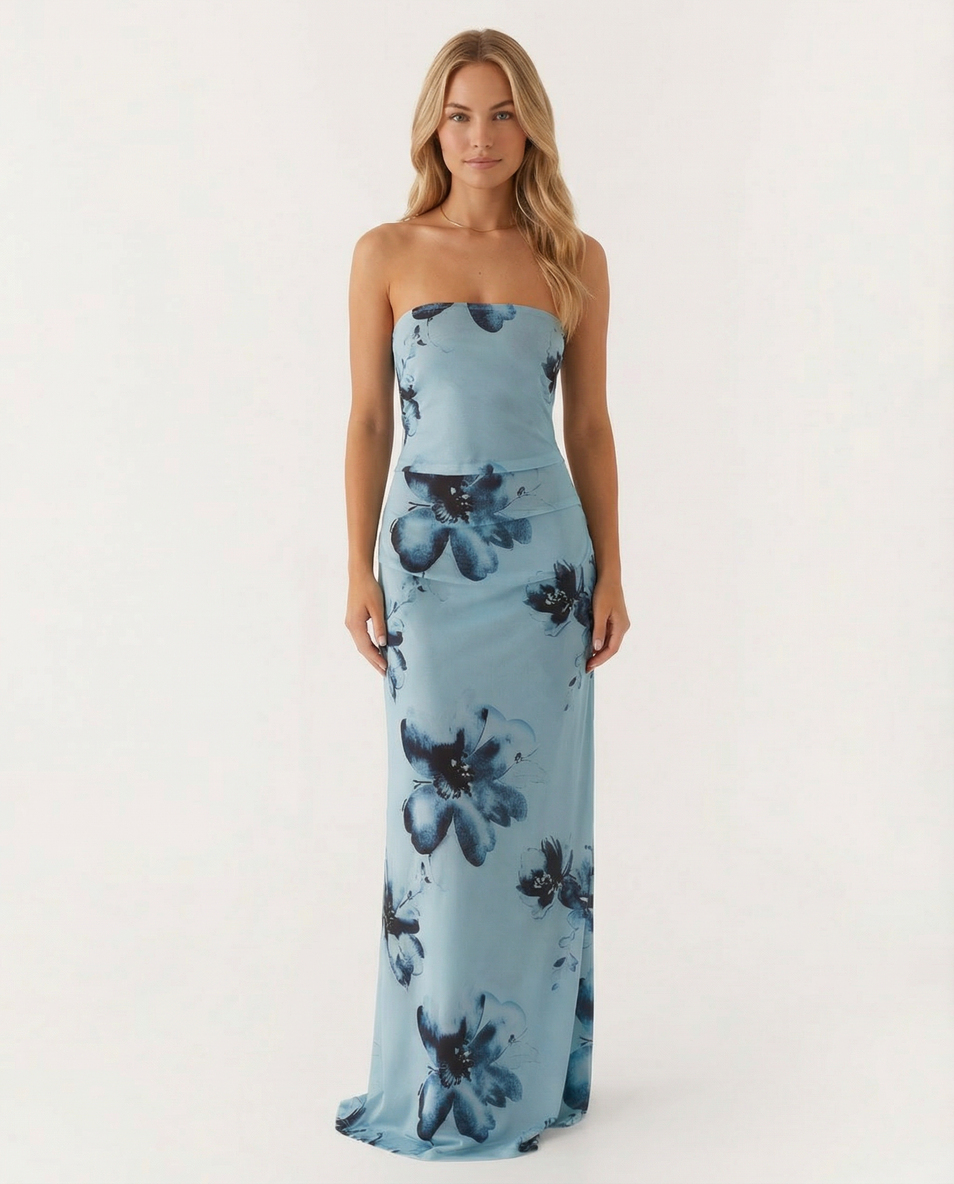 Tamara | Strapless Maxi Dress with Floral Print
