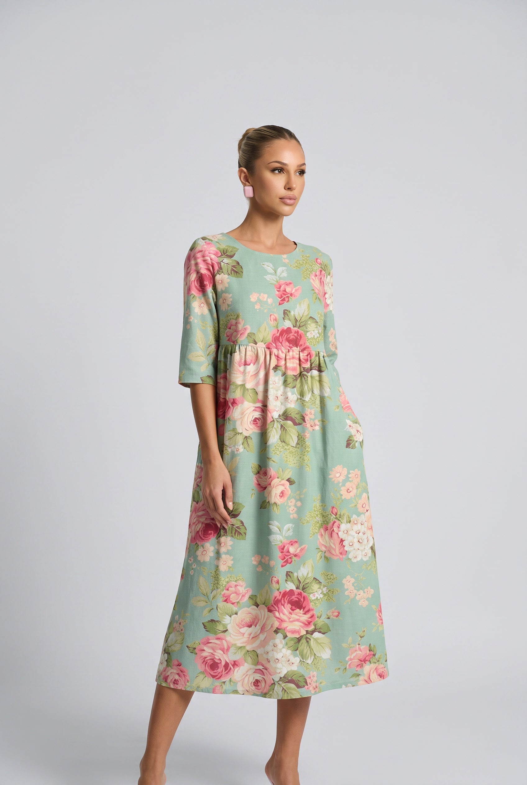 Callie | Loose Fit Short Sleeve Midi Dress