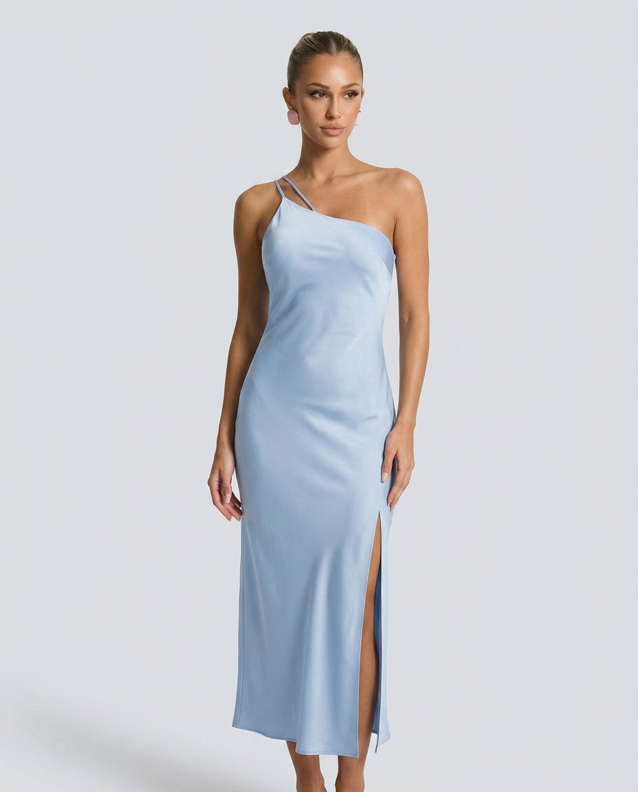 Women's Asymmetric Open Back Slit Midi Dress