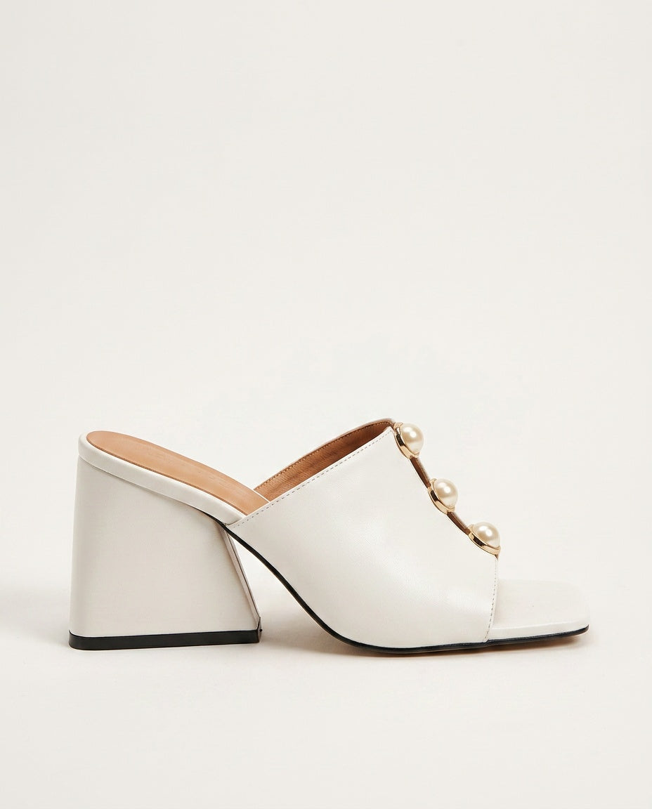 Emerson | Pearl Detail Block Heel Mules
