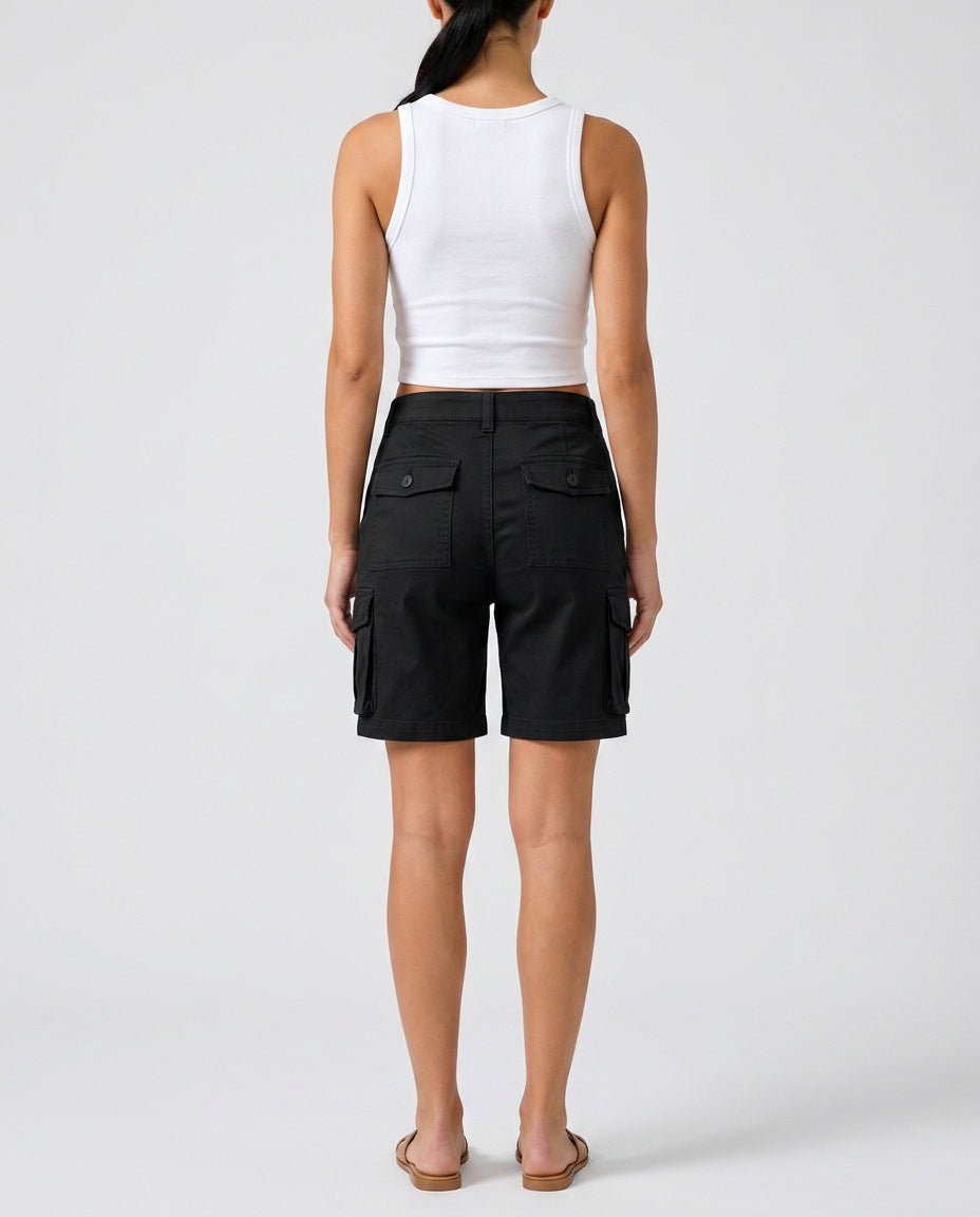 Aurelia | High Waist Bermuda Cargo Shorts