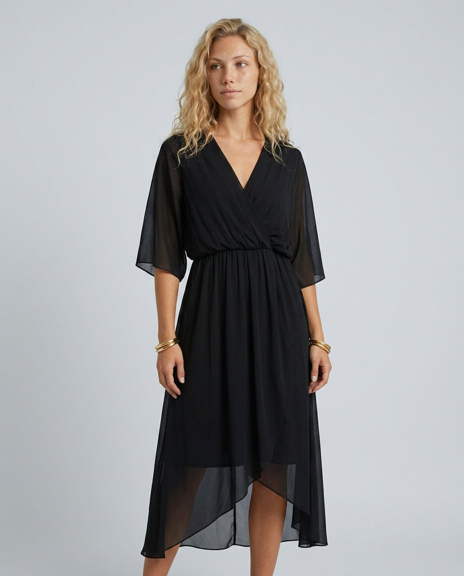 Elin | Flowy Belted Midi Wrap Dress