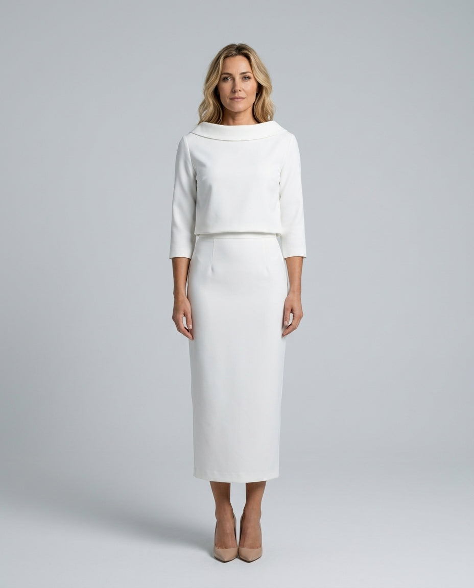 Alejandra | Boat Neck 3/4 Sleeve Midi Co-ord Set