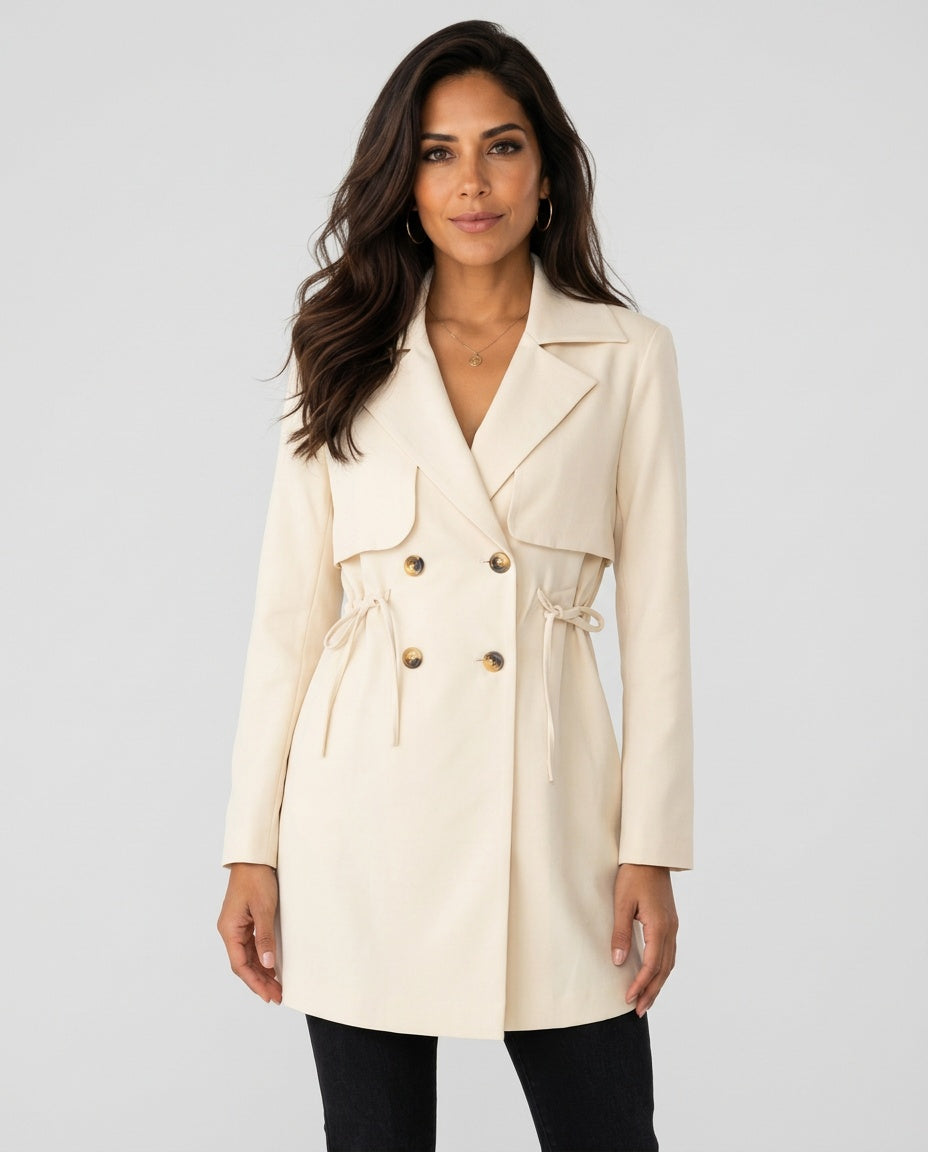 Estrella | Cropped Double-Button Blazer with Cinched Waist