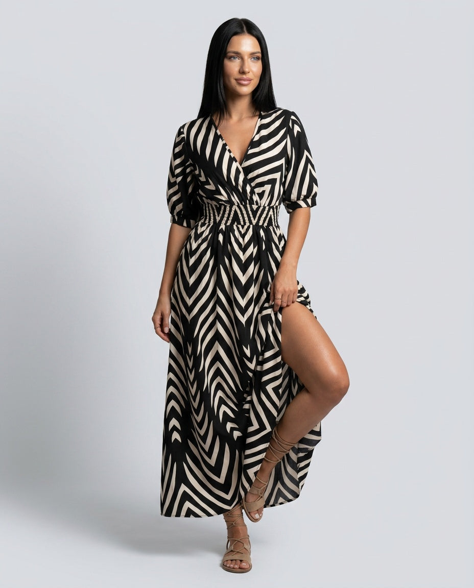 Maisie | Flared Ruffle Short Sleeve Midi Dress