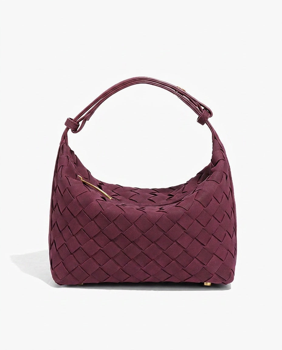 Woven Vegan Suede Shoulder Bag