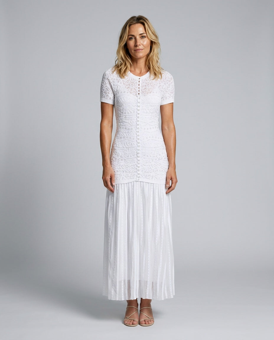 Reese | Beaded Ombré Button-Front Knit Maxi Dress