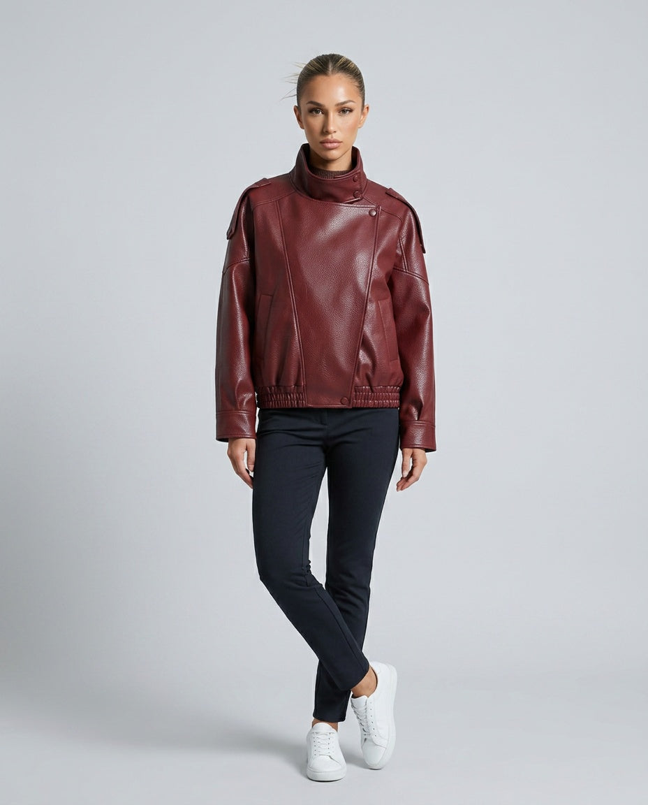 Opal | Asymmetric Zip Relaxed Faux Leather Jacket