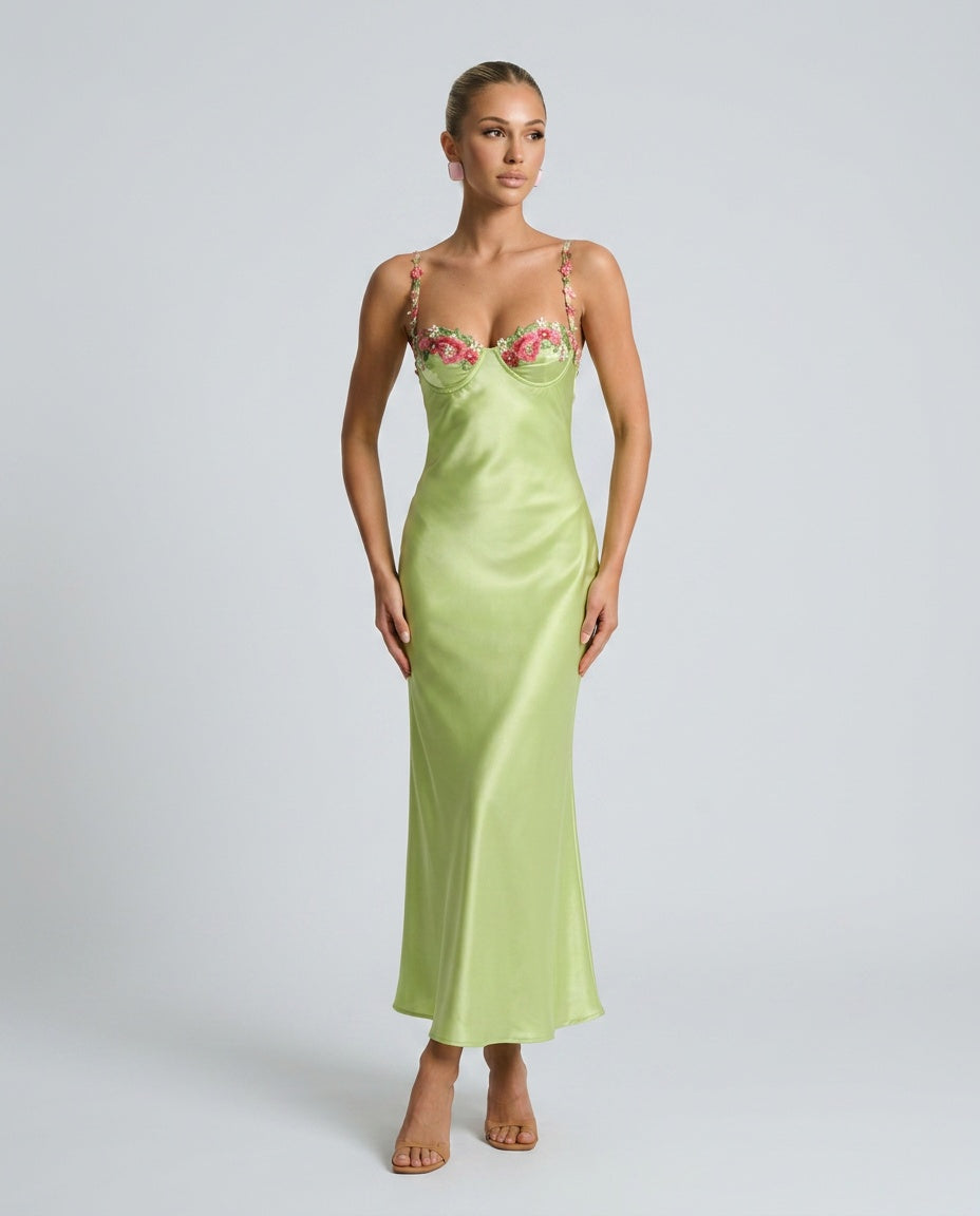 Camila | Spaghetti Strap Floral Bust Maxi Dress