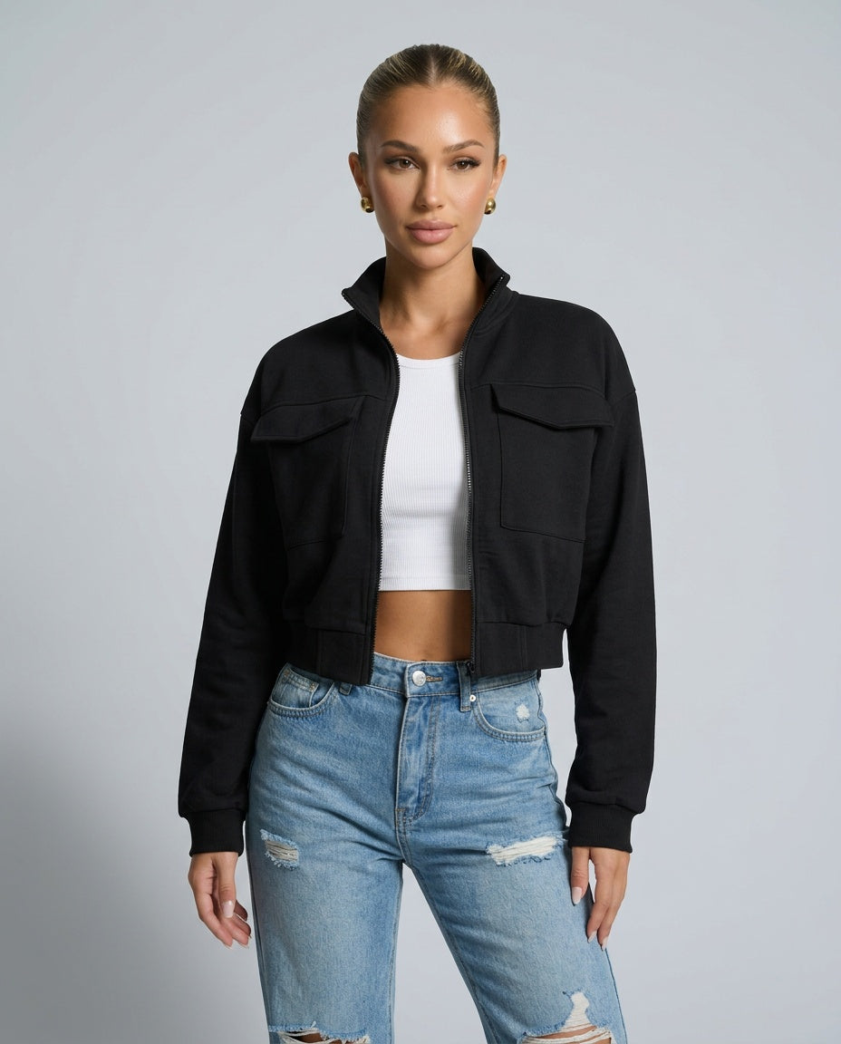 Mika | Cropped Zip Long Sleeve Jacket