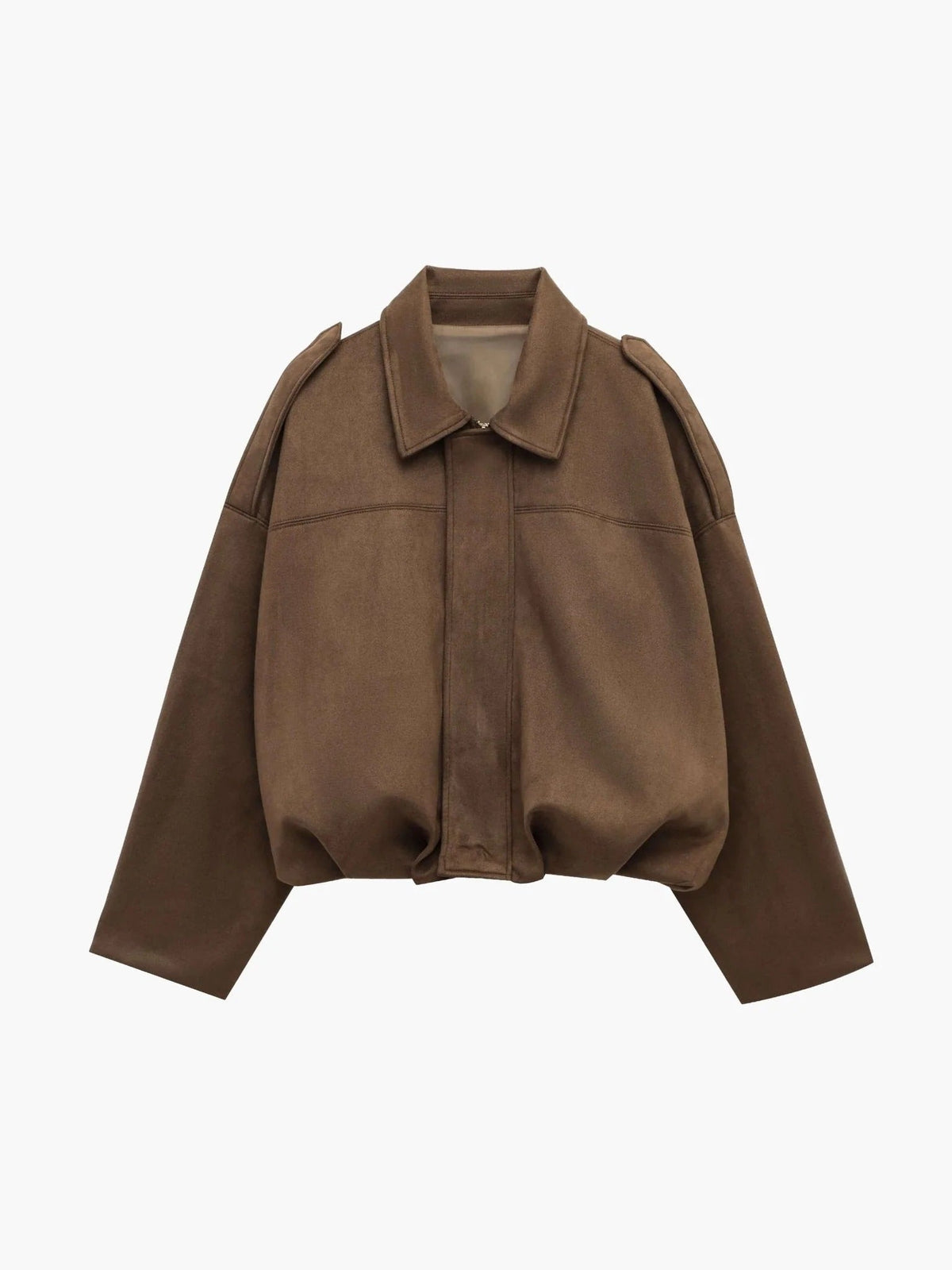 Quinn | Long Sleeve Faux Suede Bomber Jacket