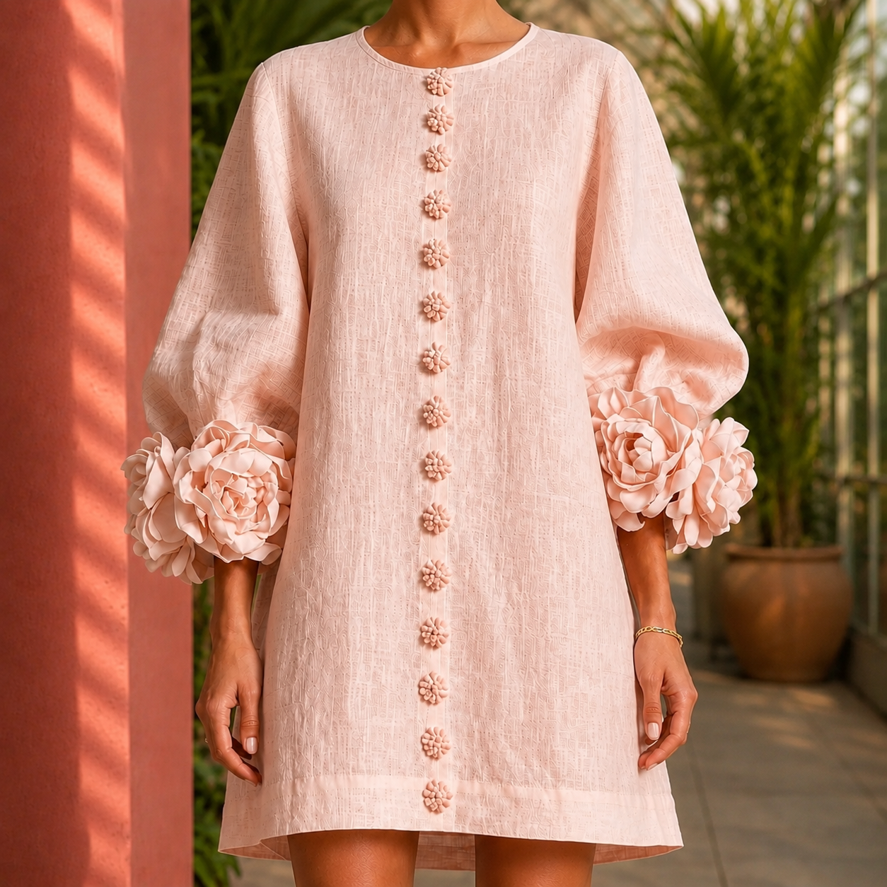 Mira | Balloon Sleeve Floral Cuff A-Line Mini Dress