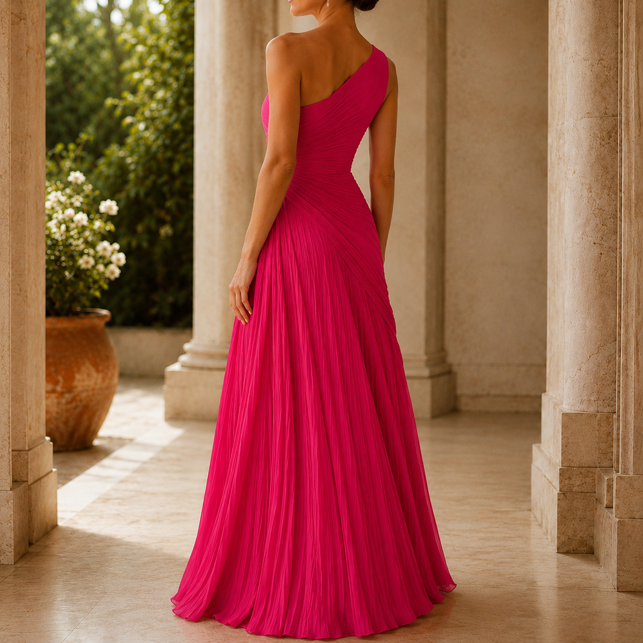 Aubrey | One-Shoulder Pleated Maxi Dress