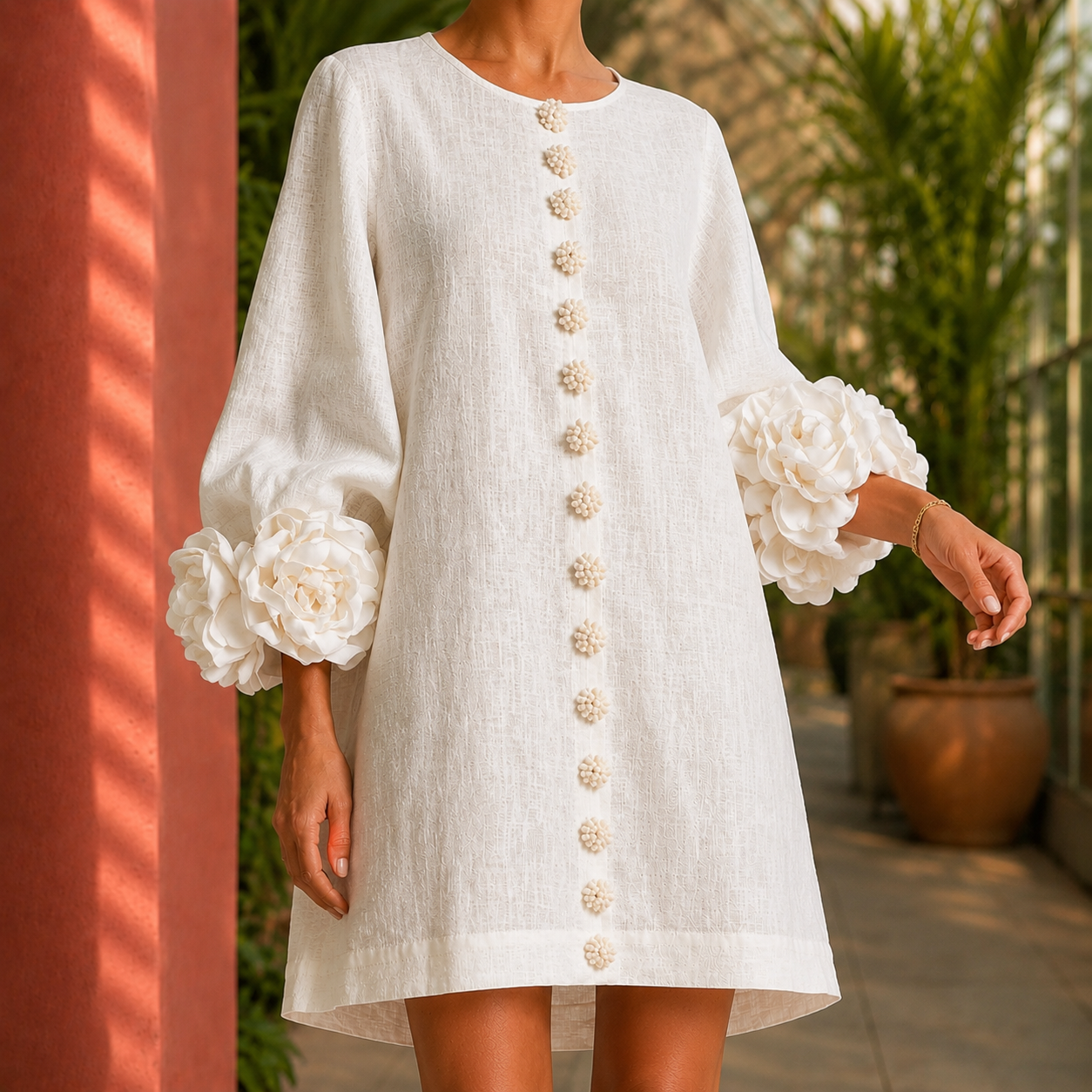 Mira | Balloon Sleeve Floral Cuff A-Line Mini Dress