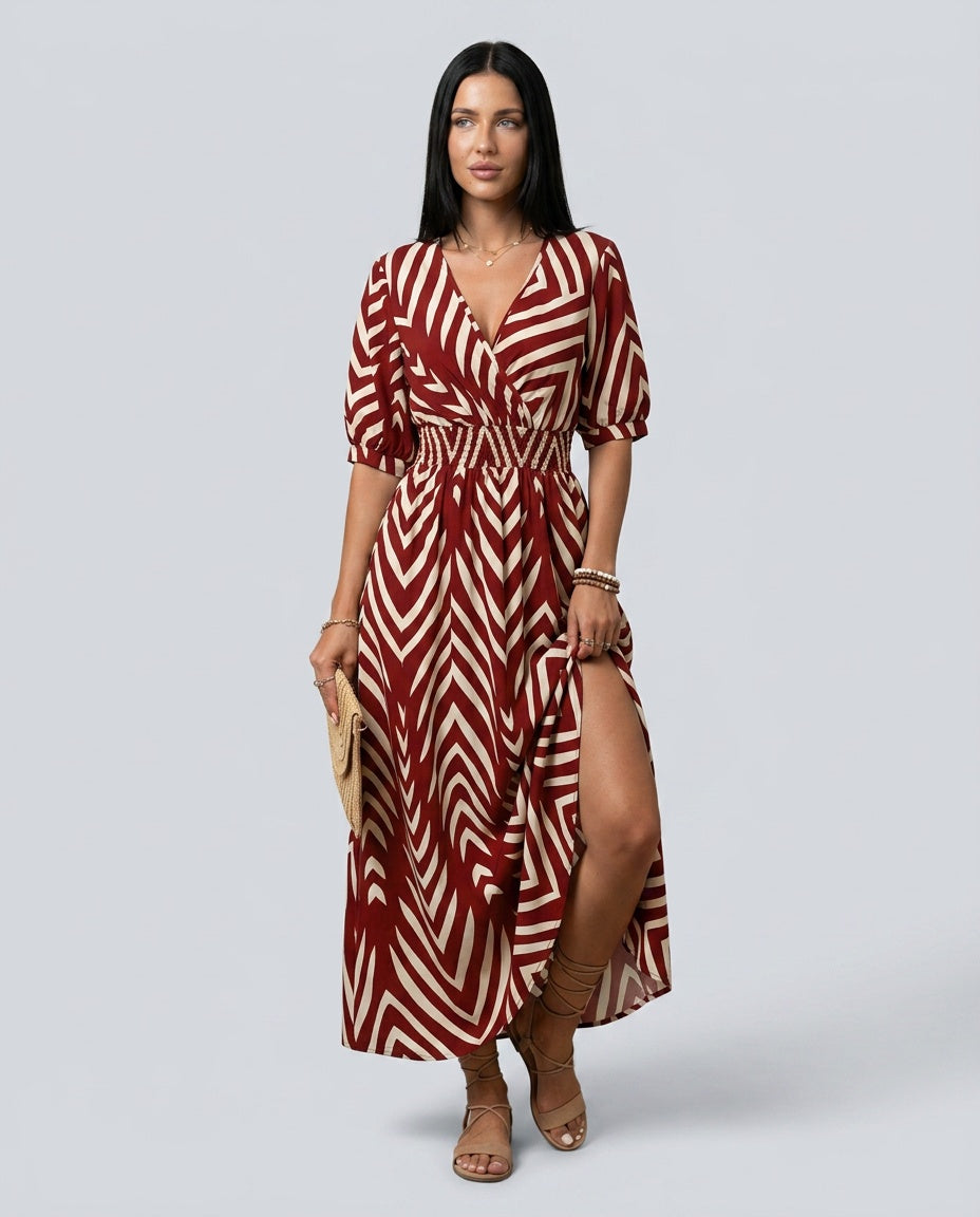 Maisie | Flared Ruffle Short Sleeve Midi Dress