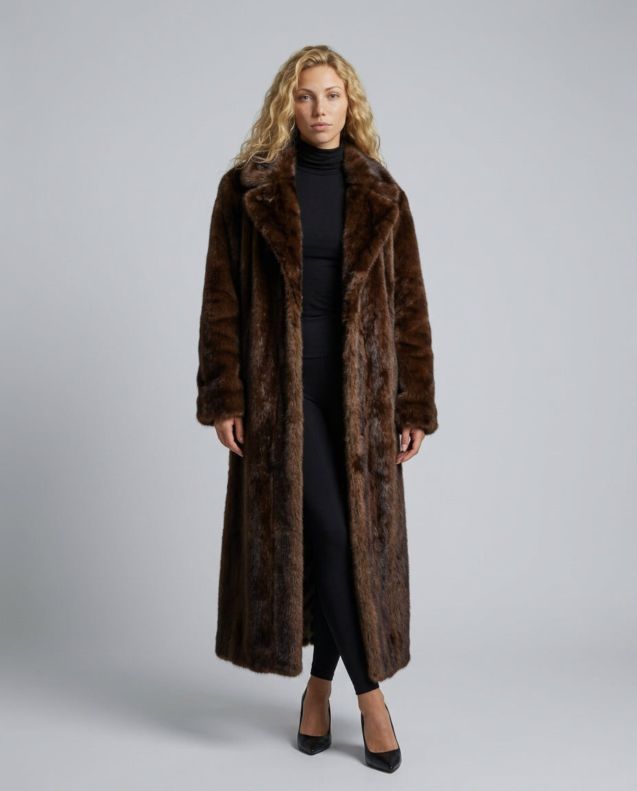 Mabel | Floor-Length Relaxed Faux Fur Maxi Coat