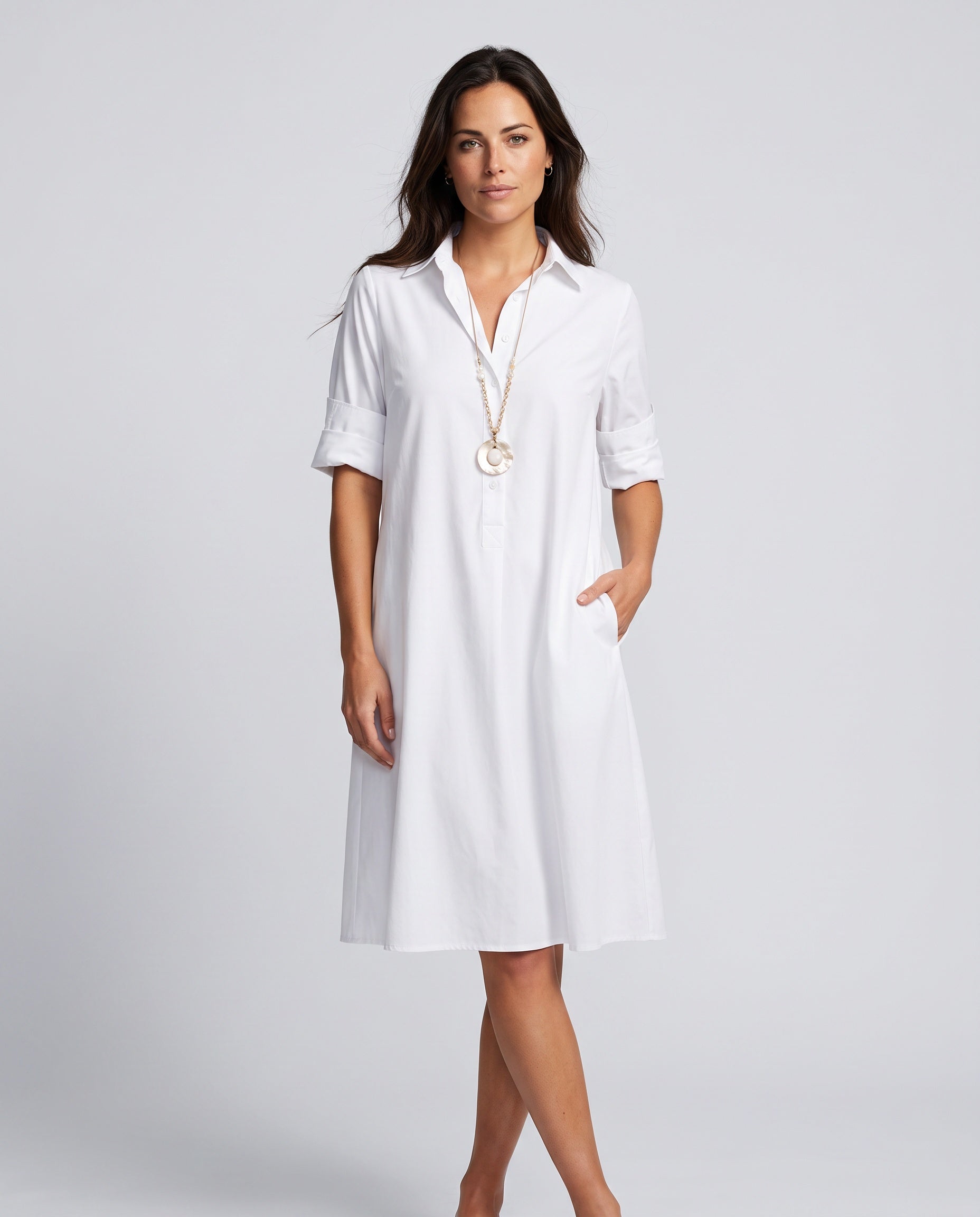 Bianca | Collared Long Sleeve Polo Midi Dress