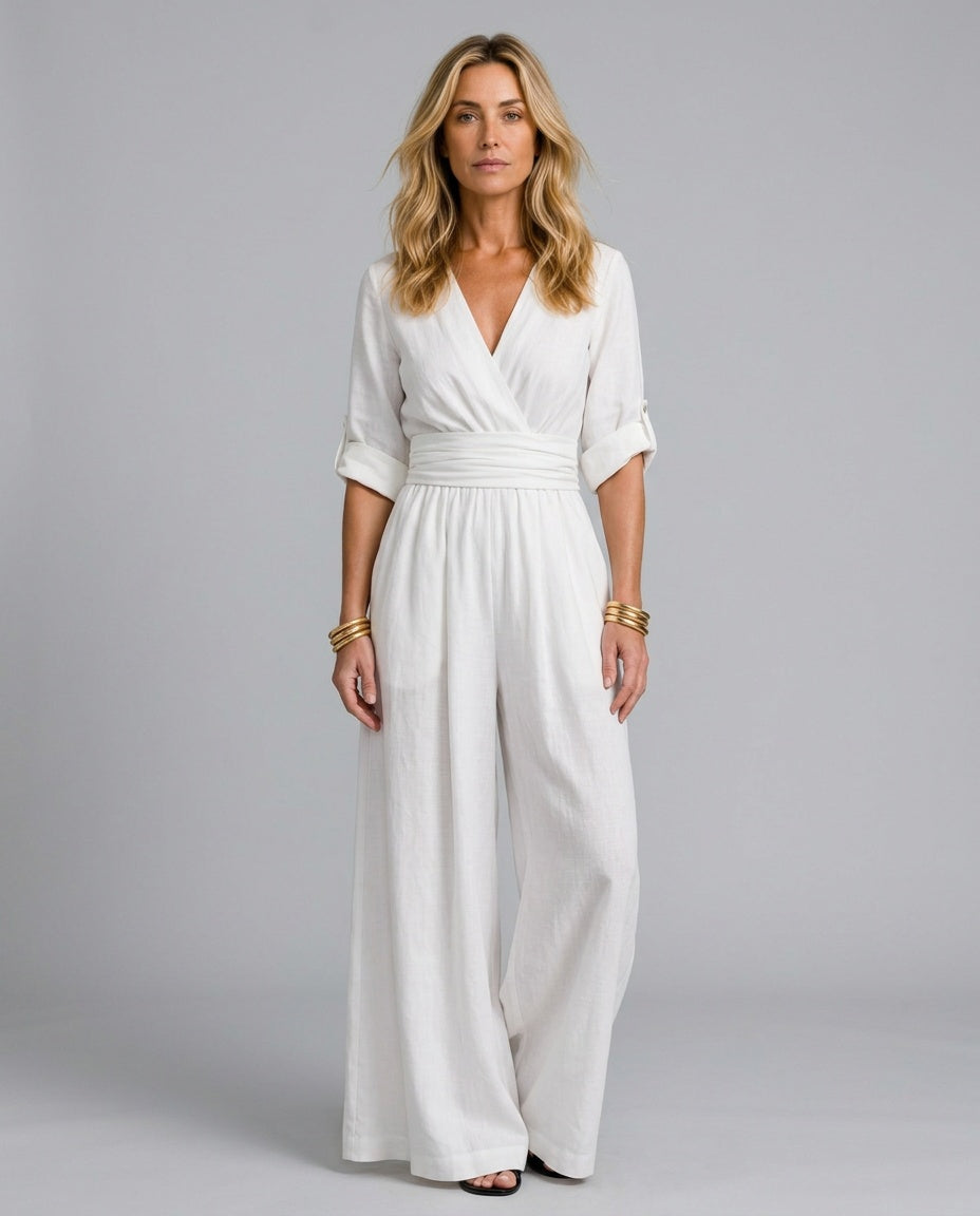 Alejandra | Cross Front Wide Leg Jumpsuit