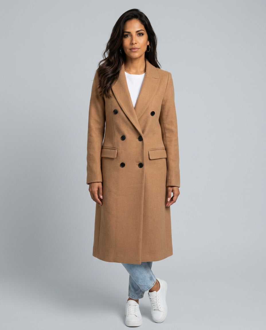 Piper | Double-Breasted Wool-Blend Long Coat