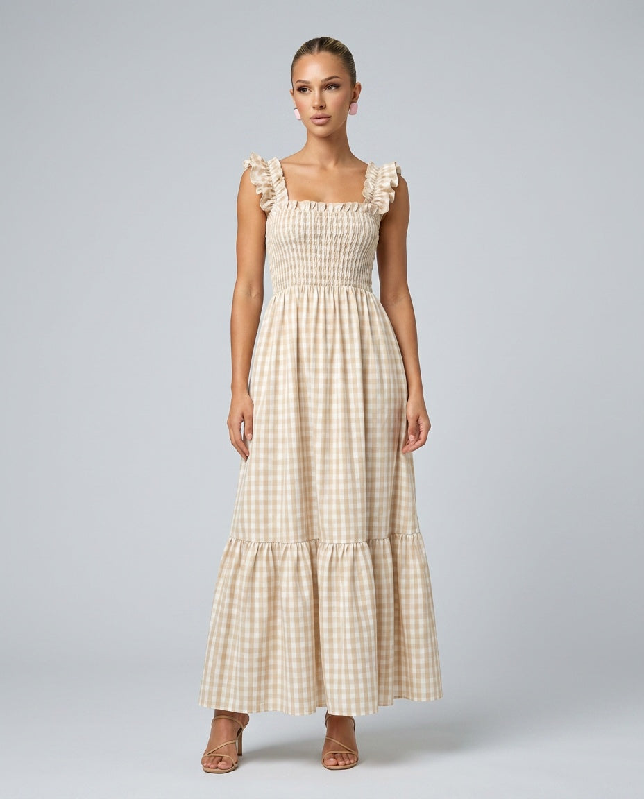Billie | Plaid Spaghetti Strap Camisole Maxi Dress