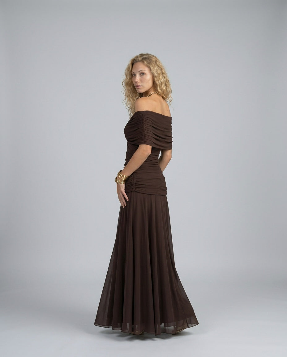 Una | Off-Shoulder Flowy Midi Dress
