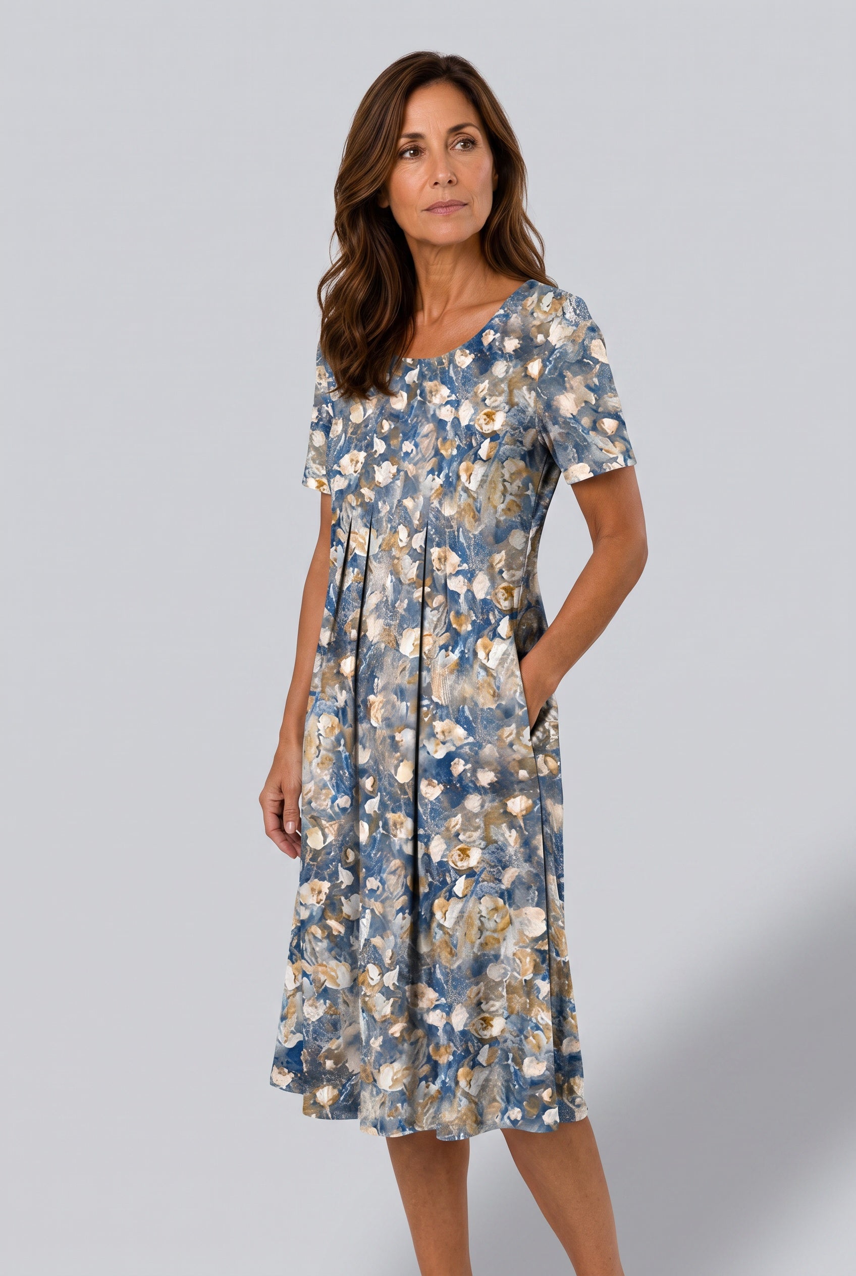 Quinn | Printed Short Sleeve Midi Dress