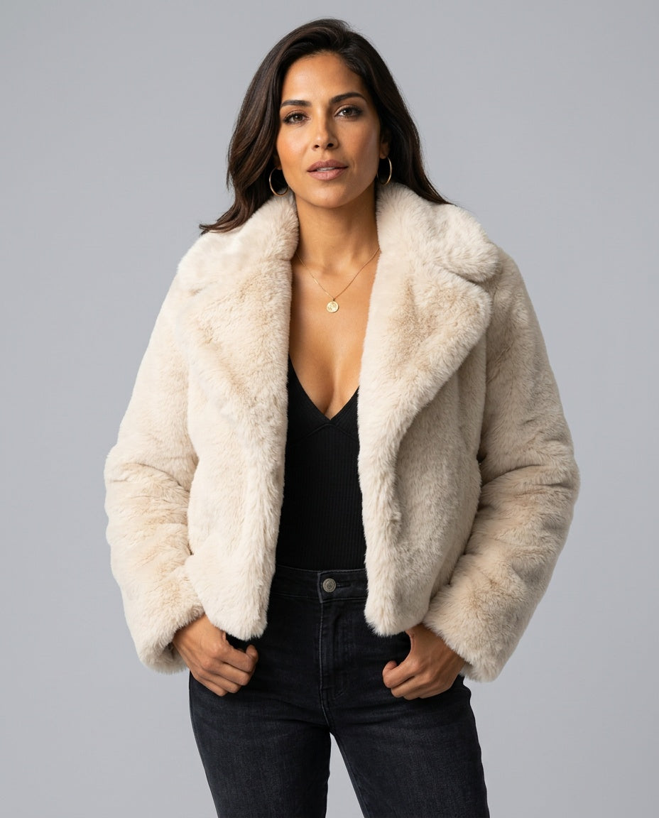 Noelia | Plush Stand Collar Faux Fur Coat