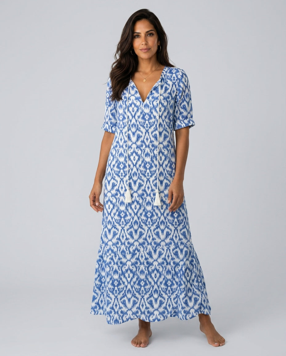 Celeste | Flowy V-Neck Boho Maxi Dress