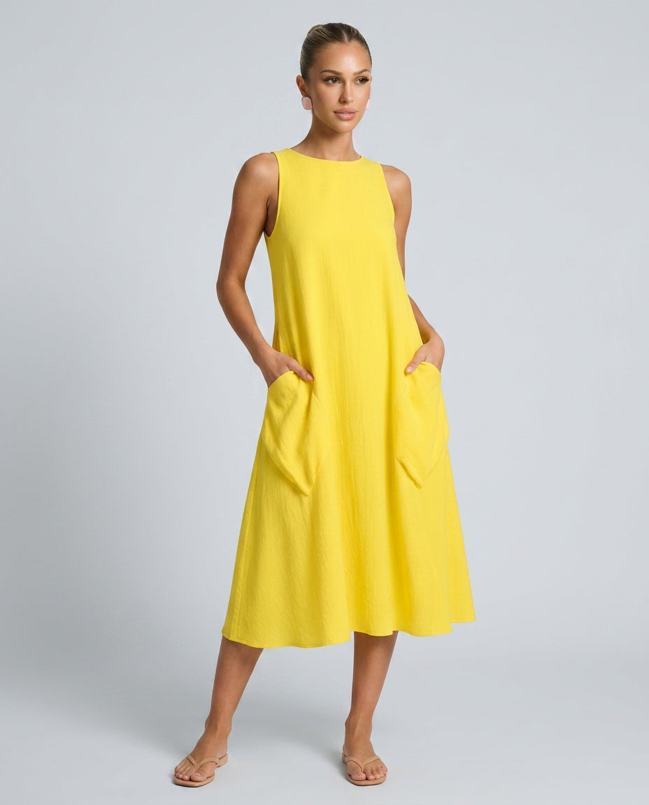 Paige | Monochrome Round Neck Midi Dress