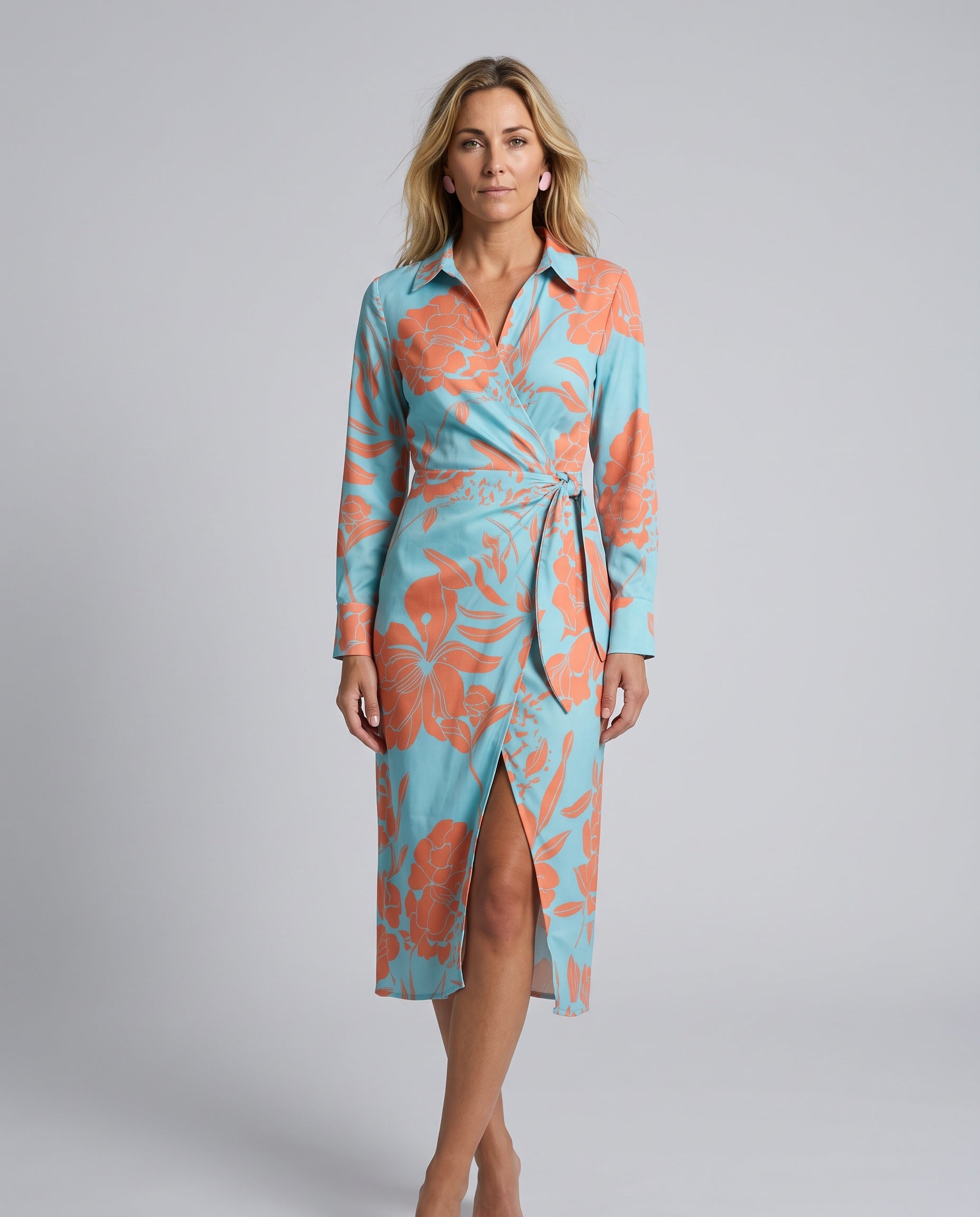 Pilar | Wrap Midi Dress in Print & Solid Colours