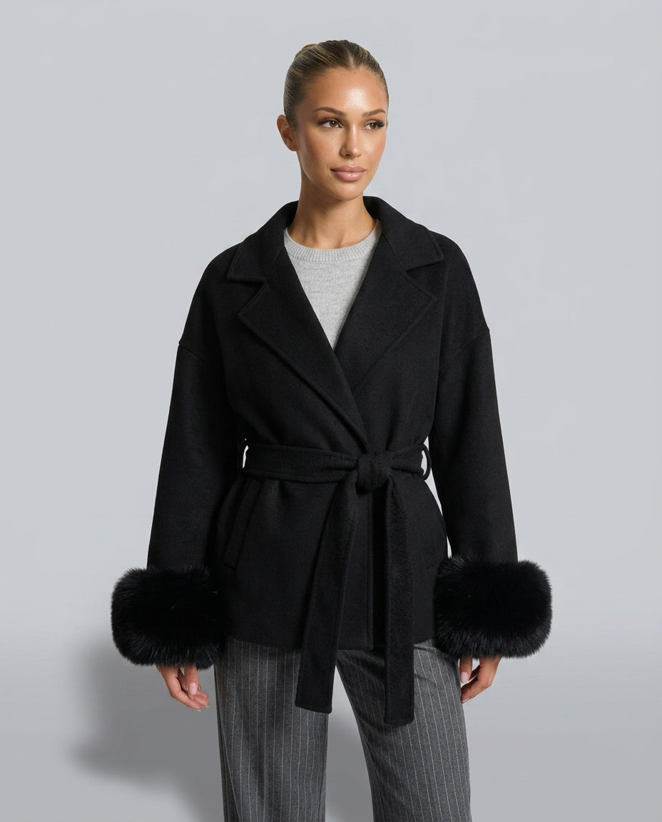 Jimena | Tailored Statement Cuff Faux Fur Coat