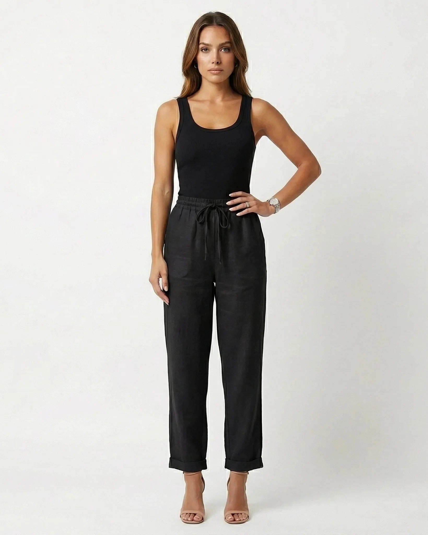Marley | High Waist Pleated Ankle Trousers