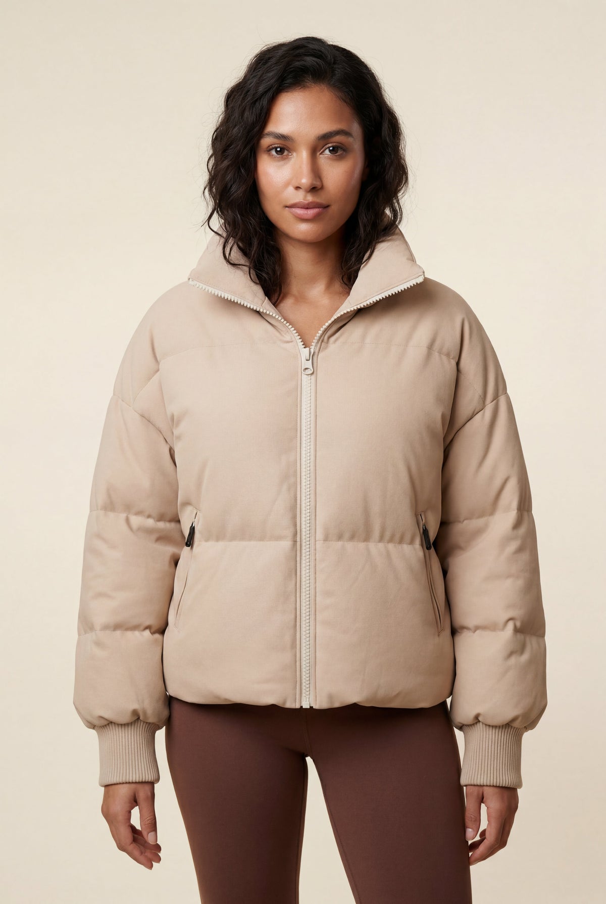 Alba | Cropped High-Collar Quilted Puffer Jacket
