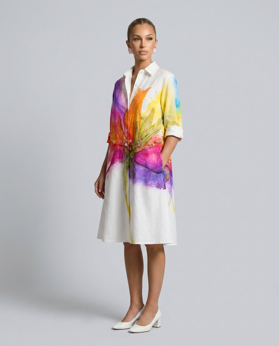 Opal | Painted Floral Midi Dress