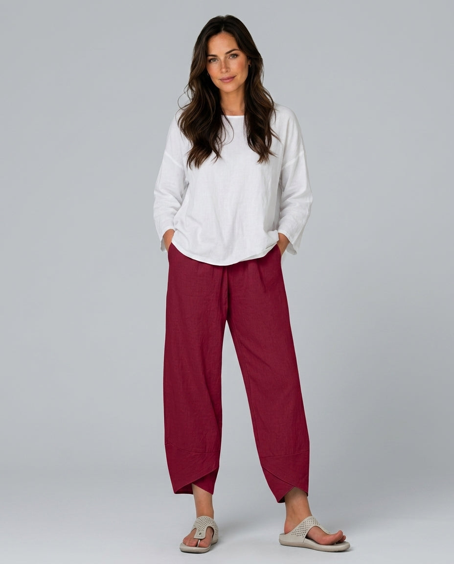 Noor | Relaxed Cropped Linen-Blend Trousers