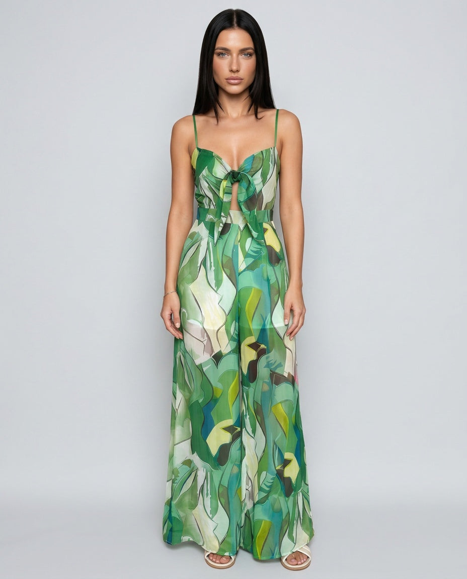 Paola | Halter Bow Printed Jumpsuit