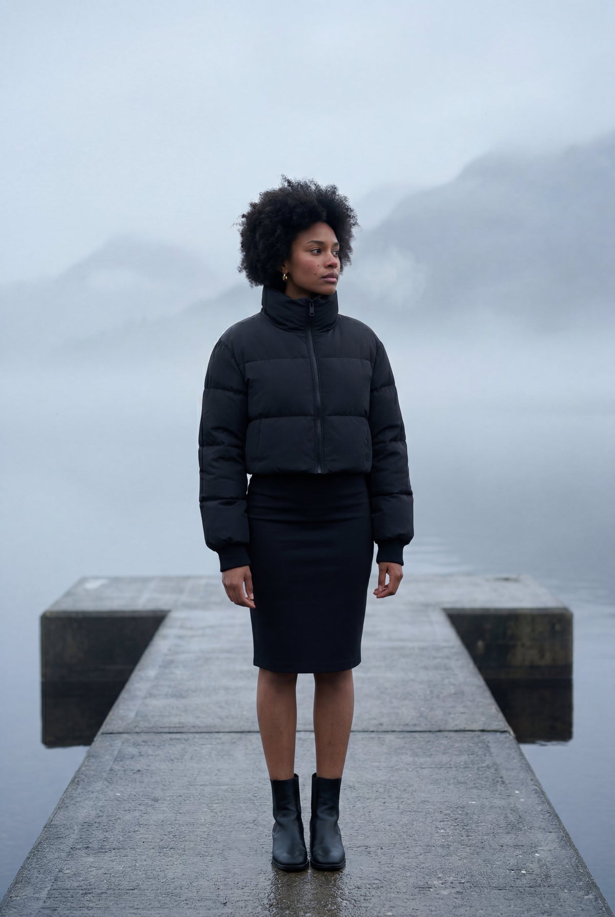 Alba | Cropped High-Collar Quilted Puffer Jacket
