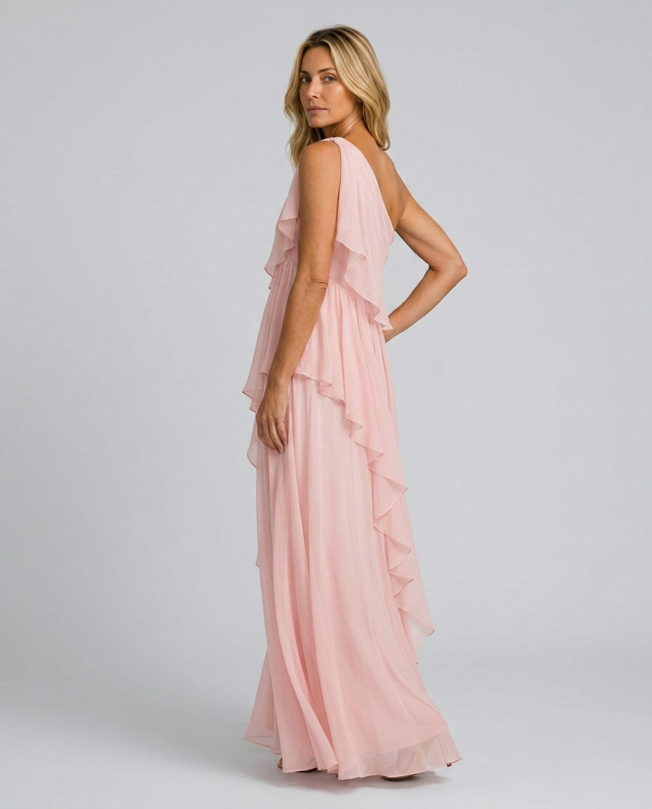 Emerson | Asymmetric Cascading Ruffle Maxi Dress