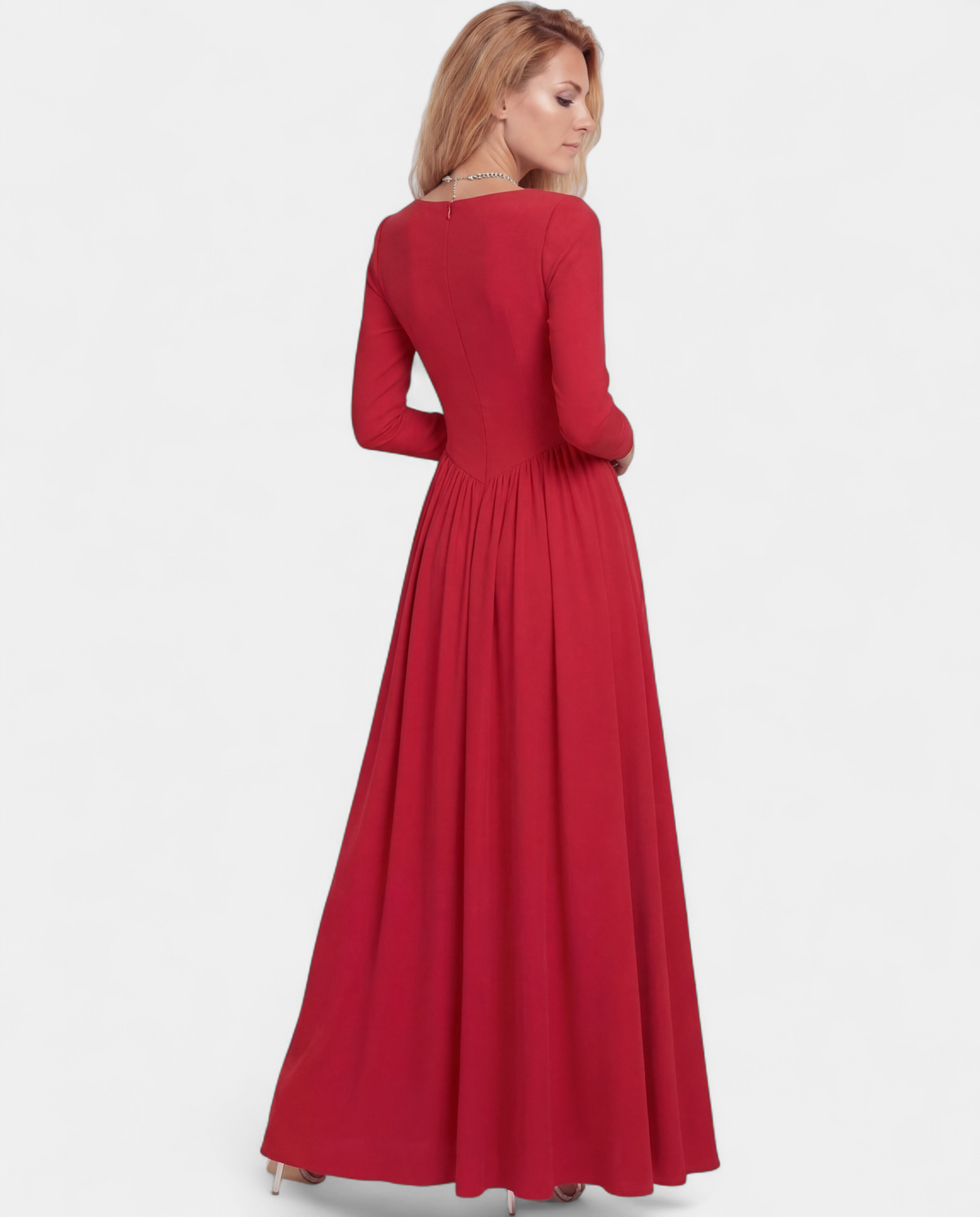 Peyton | Long Sleeve Heart Neckline A-Line Maxi Dress