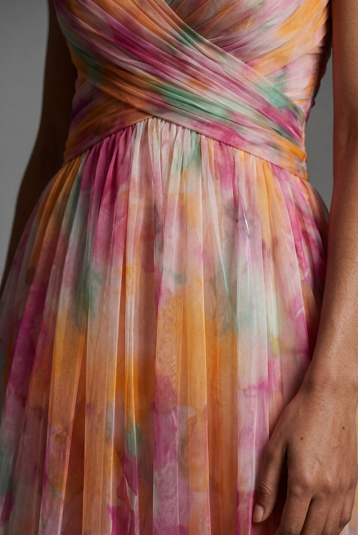 Delphine | Watercolour Floral Pleated Maxi Dress