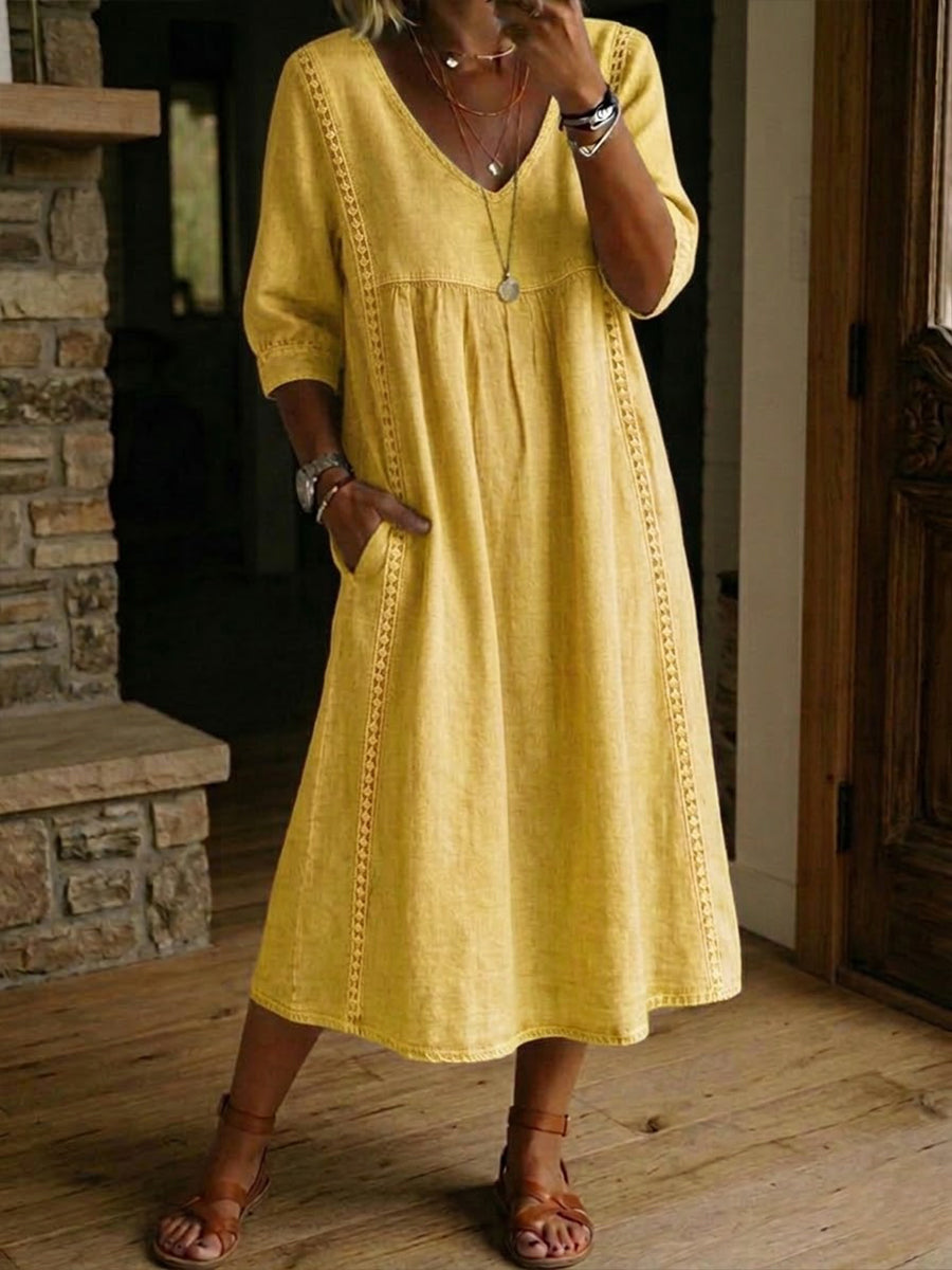 Martha | Patchwork Lace Trim Casual Maxi Dress
