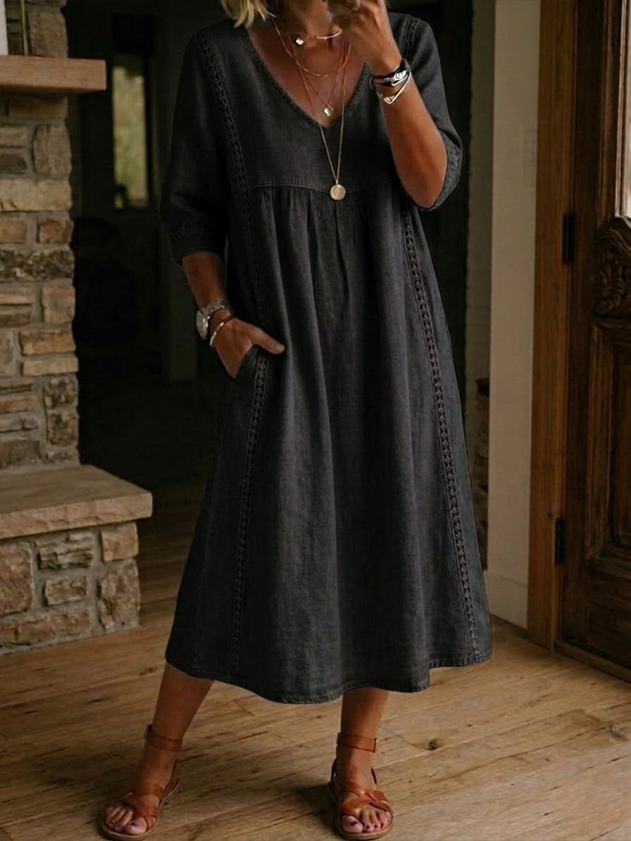 Martha | Patchwork Lace Trim Casual Maxi Dress