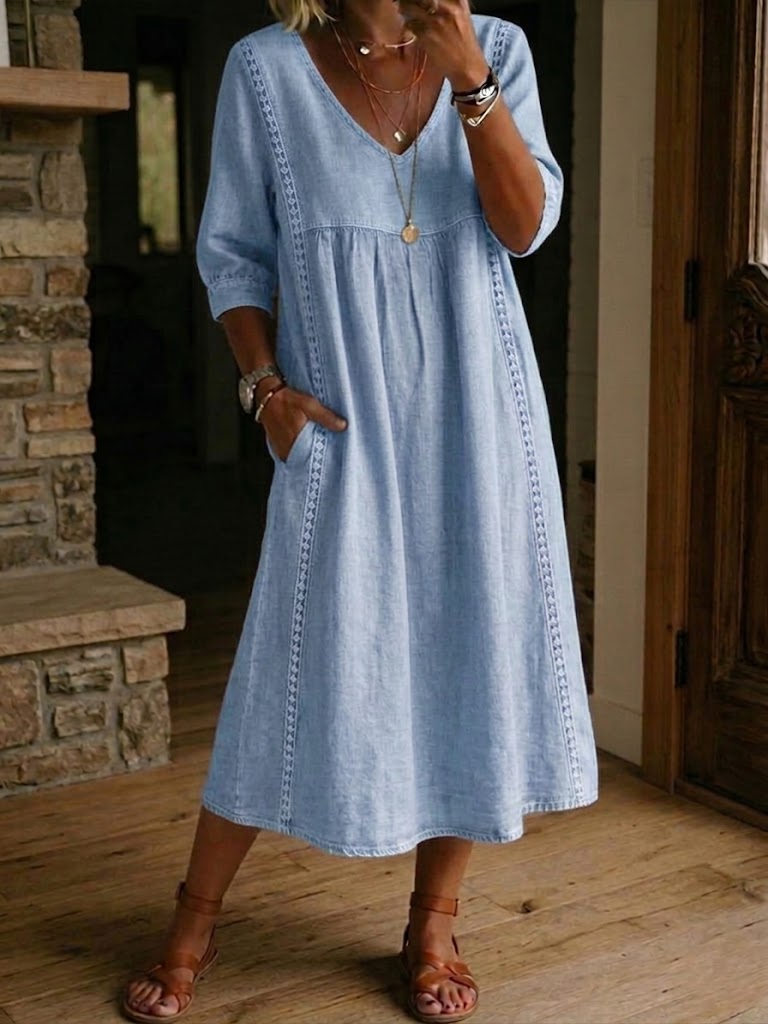 Martha | Patchwork Lace Trim Casual Maxi Dress