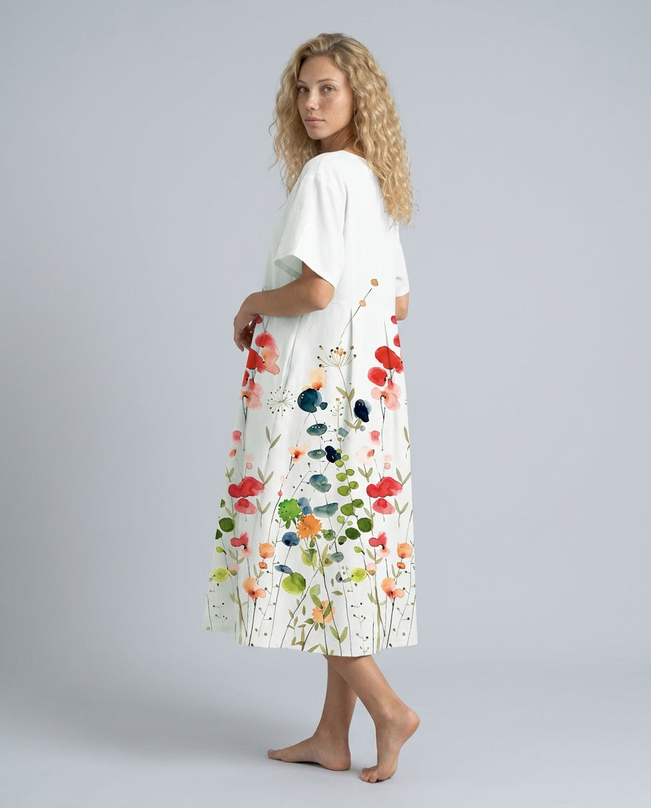 Naia | Floral Print Garden Party Midi Dress
