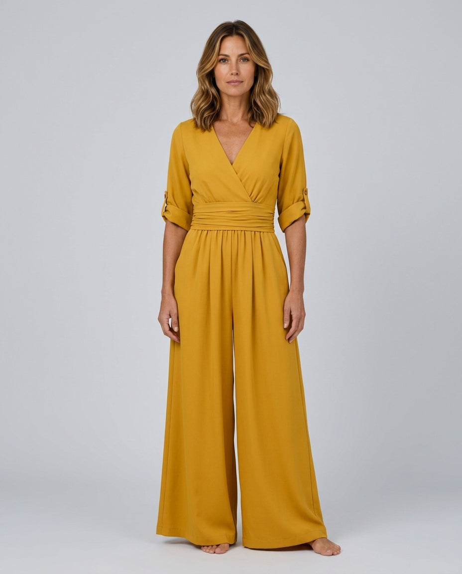 Alejandra | Cross Front Wide Leg Jumpsuit