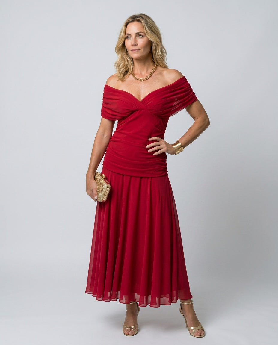 Una | Off-Shoulder Flowy Midi Dress