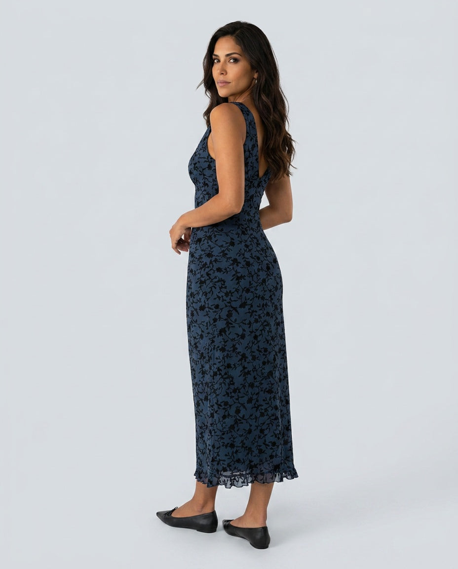 Camille | Sleeveless V-Neck Floral A-Line Maxi Dress