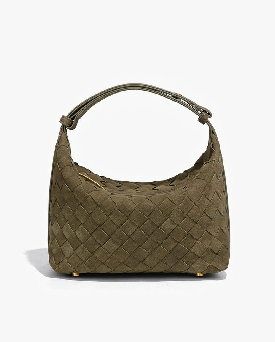 Woven Vegan Suede Shoulder Bag