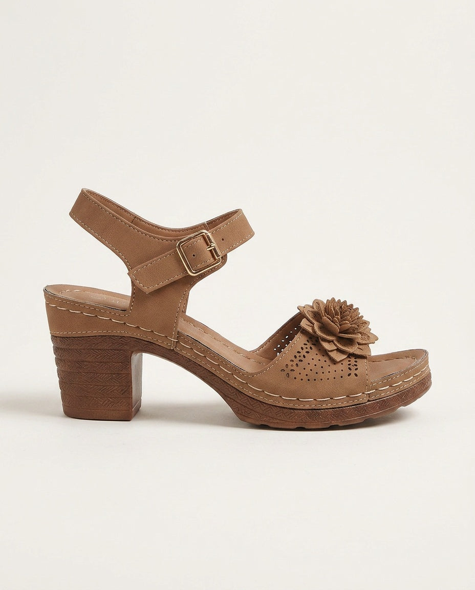 Imogen | Floral Embellished Block Heel Sandals