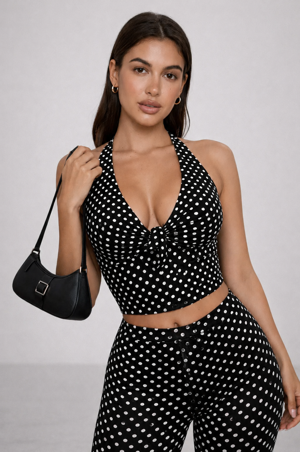 Cleo | Polka Dot Halter & Capri Two-Piece Set